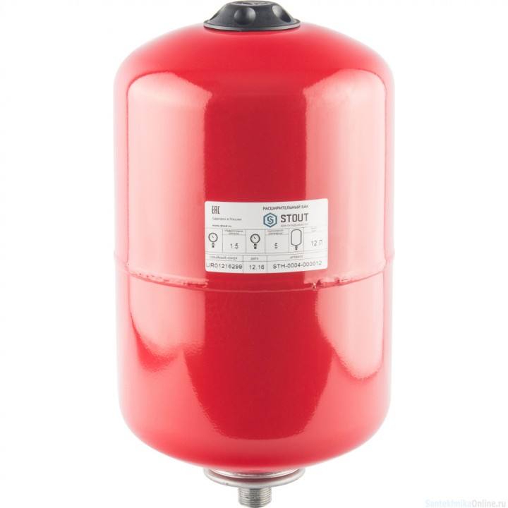Расширительный бак на отопление 12 л. STOUT (цвет красный) STH-0004-000012