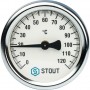Термометр биметаллический накладной с пружиной. Корпус Dn 63 мм, 0...120°С, 1"-2"