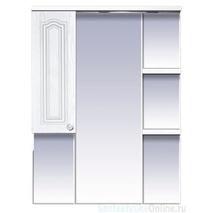 Зеркала Misty Валерия - 75 зеркало - шкаф белое фактур. левое со светом П-Влр02075-37СвЛ