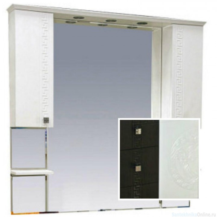 Зеркало-шкаф Misty Олимпия -105 Зеркало - шкаф комбинированное венге/белый П-Оли02105-252